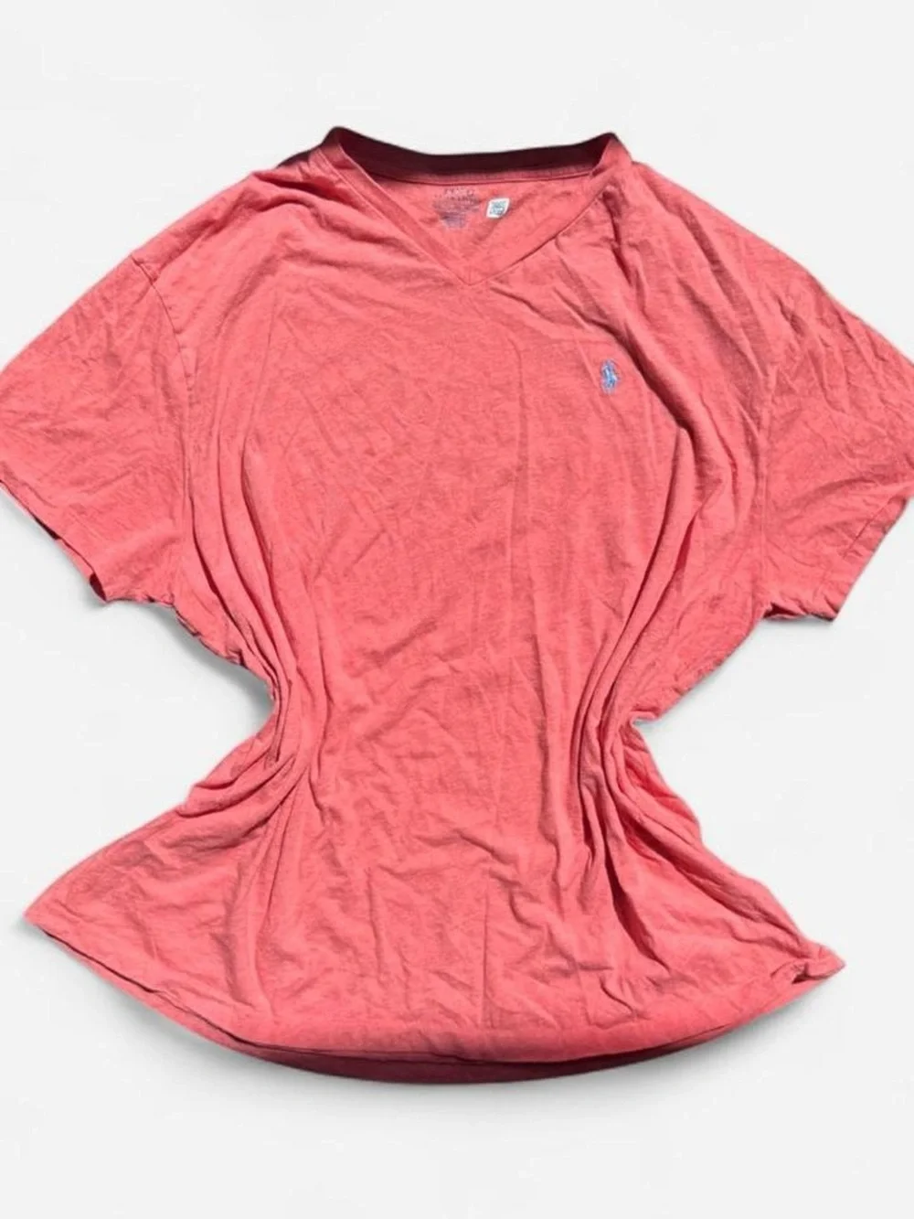 Polo Ralph Lauren XXL Classic Fit Jersey V-Neck T-Shirt Peach Pink Heather